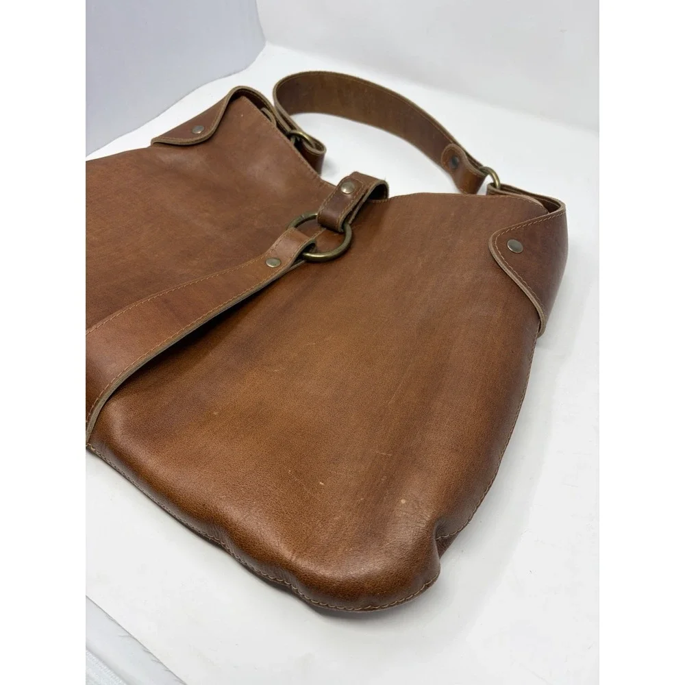 Vintage HOBO International Brown Leather Hobo Shoulder Bag Made Colombia